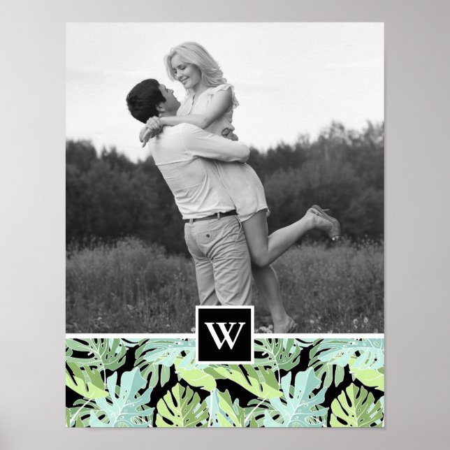 Jungle Floral Pattern | Add Your Photo & Initial Poster (Front)