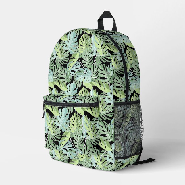 Jungle Floral Pattern Printed Backpack (Back Corner Right)