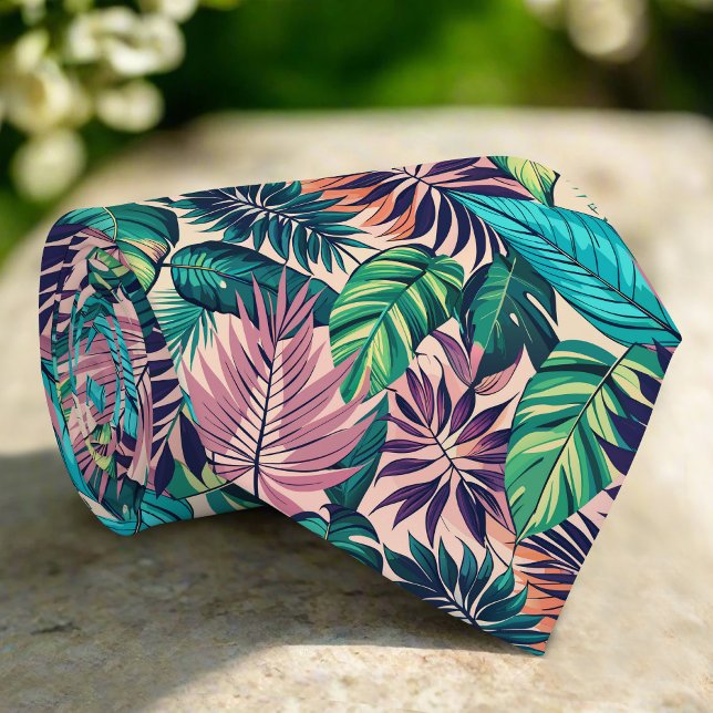  Jungle Foliage Design Tropical Forest Leaves Tie (Creator Uploaded)