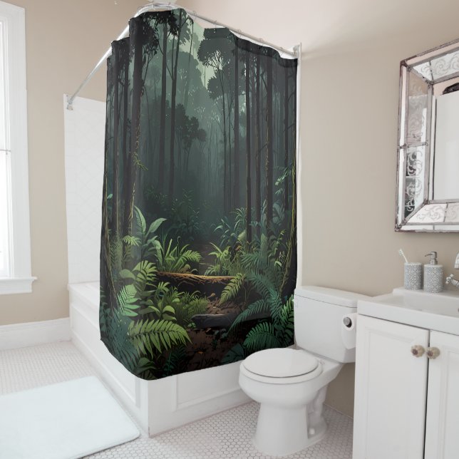 Jungle forest of green Shower Curtain Design (In Situ)