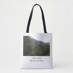 Jungle forest trees moutain travel add place name tote bag