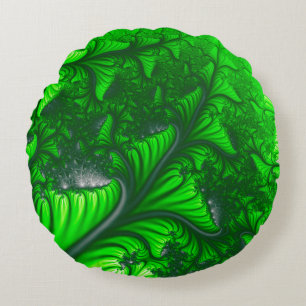 Jungle fractal round cushion