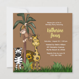 Jungle Friends Birthday Party  Invitation