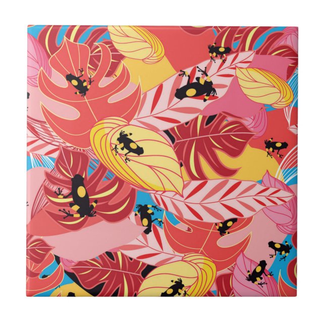 Jungle Frogs Ceramic Tile (Front)