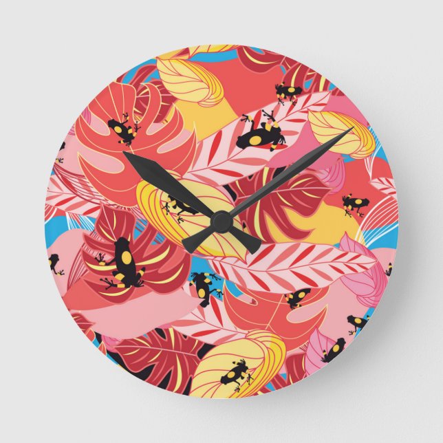 Jungle Frogs Round Clock (Front)