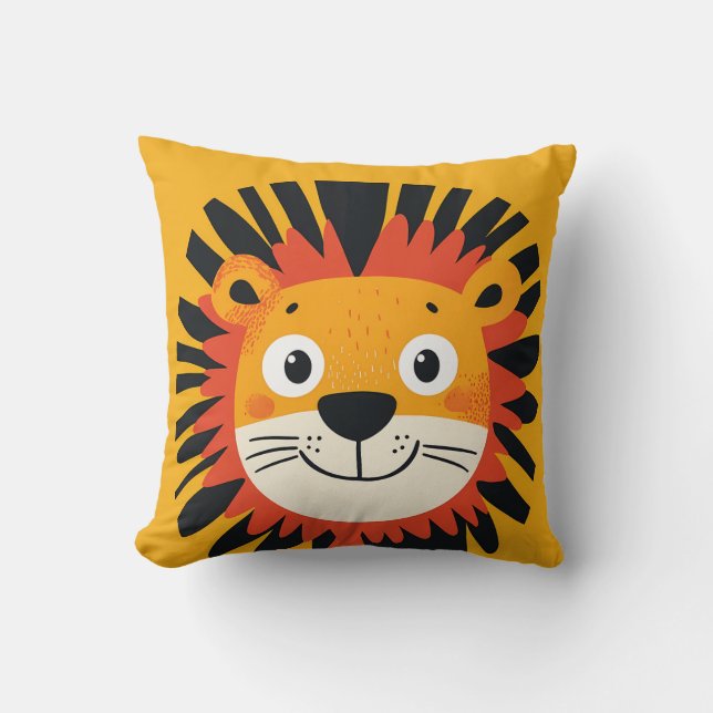 Jungle Fun Lion Kids Nursery Hand Drawing  Cushion (Front)