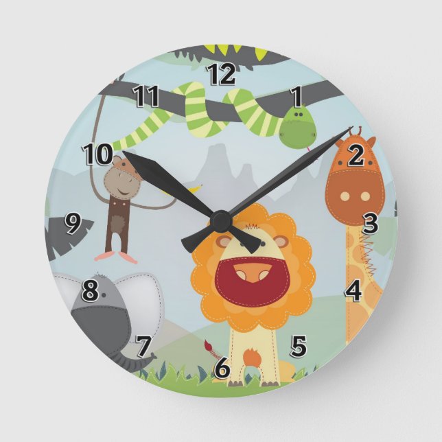 Jungle Fun Round Clock (Front)