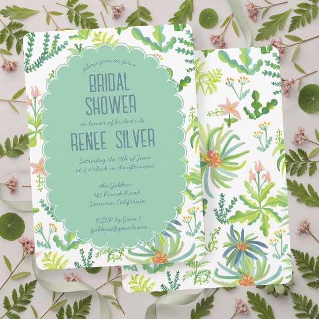Jungle Garden Watercolor Custom BRIDAL SHOWER Invitation (Jungle Garden Watercolor Hand-painted Custom BRIDAL SHOWER Invitation
)