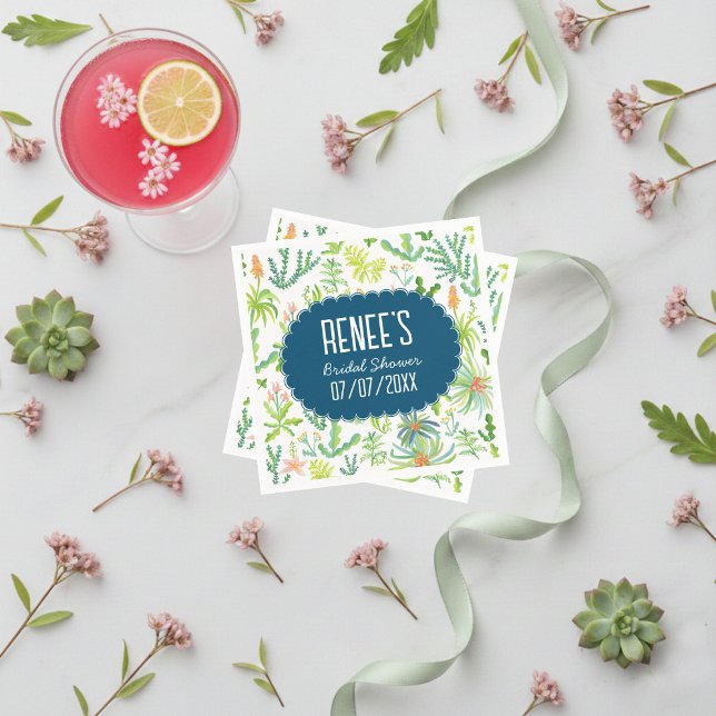 Jungle Garden Watercolor Custom BRIDAL SHOWER Napkin (Jungle Garden Watercolor hand-painted floral botanical Custom BRIDAL SHOWER Napkins
)
