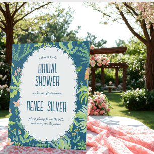 Jungle Garden Watercolor Custom BRIDAL SHOWER Pedestal Sign