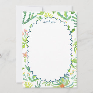 Jungle Garden Watercolor Custom BRIDAL SHOWER Thank You Card
