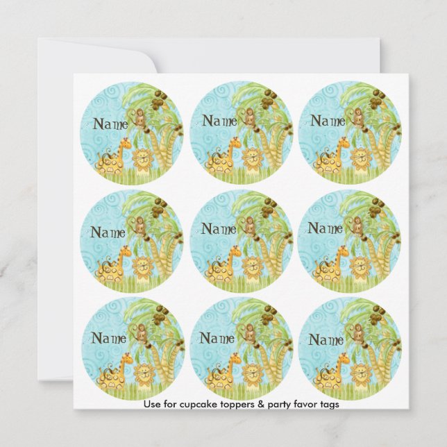 Jungle Giraffe Baby Cupcake Topper Shower Kit (Front)
