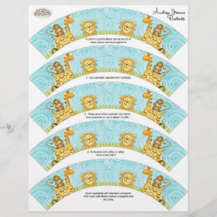 Jungle Giraffe Baby Cupcake Wrapper Shower Kit