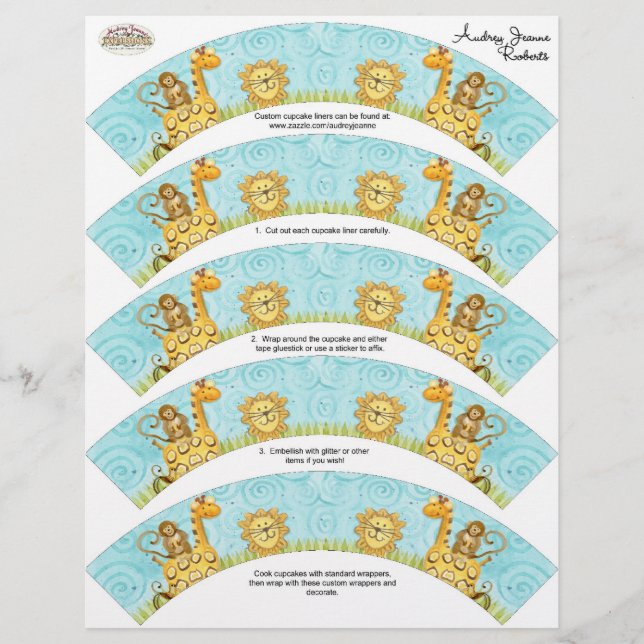 Jungle Giraffe Baby Cupcake Wrapper Shower Kit (Front)