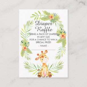 Jungle Giraffe Baby Shower Diaper Raffle Enclosure Card