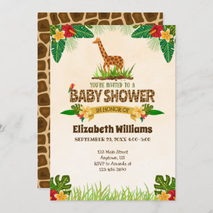 Jungle Giraffe Baby Shower Invitation