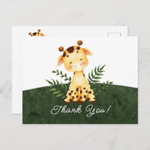 Jungle Giraffe Baby Shower Thank You  Postcard