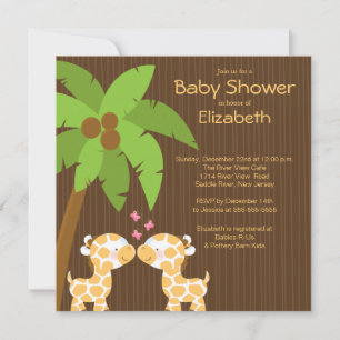 Jungle Giraffe Multiple Baby Shower Invitations
