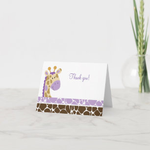 Jungle Giraffe (Purple) Folded Thank you notes
