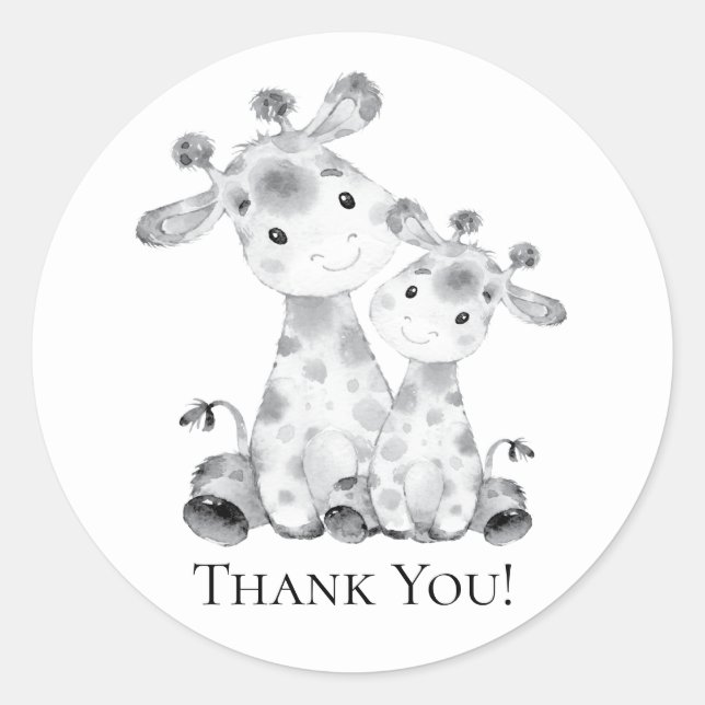 Jungle Giraffe Shower Thank You Favour Sticker (Front)