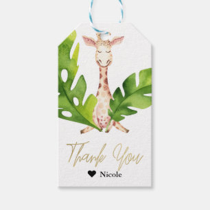 Jungle Giraffe Watercolor Baby Shower Party Favour Gift Tags