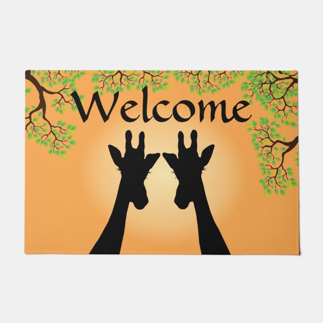 Jungle Giraffes Welcome Doormat (Front)