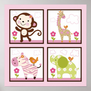 Jungle Girl/Animals Poster/Print Wall Art