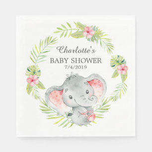Jungle Girl Elephant Baby Shower  Paper Napkins