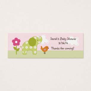 Jungle Girl Elephant Favour Tag/Card