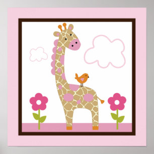 Jungle Girl/Giraffe Poster/Print Wall Art
