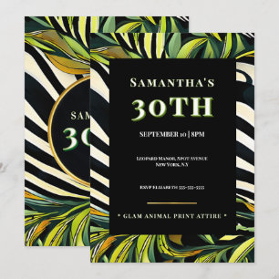 Jungle Glam 30th Birthday Invitation Animal Print