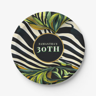 Jungle Glam Any Age Animal Print Zebra Paper Plate