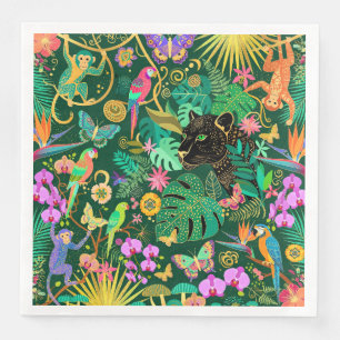 Jungle Golden Fantasy Surreal Exotic Napkin