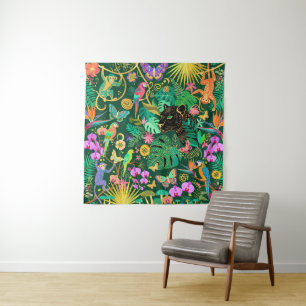 Jungle Golden Fantasy Surreal Exotic Tapestry