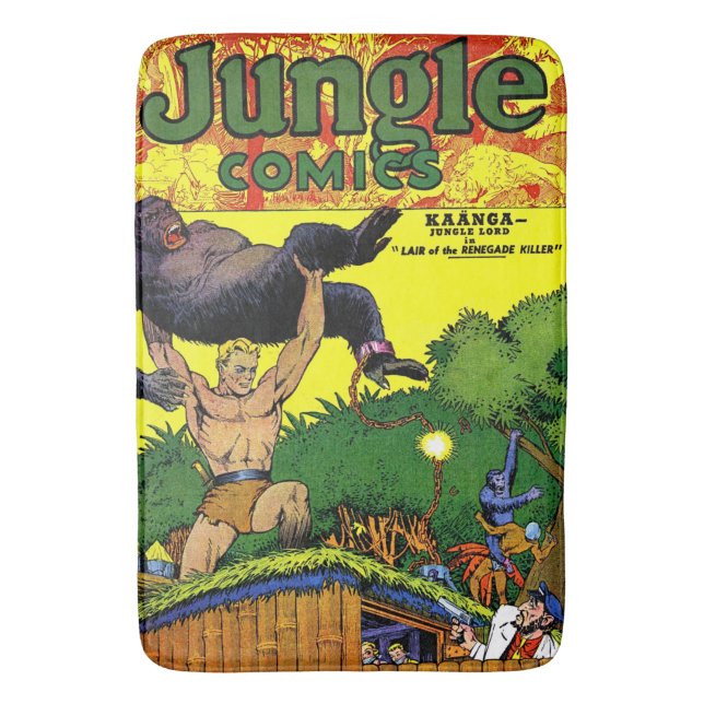 Jungle Gorilla's Lair Vintage Comics Bath Mat (Front Vertical)