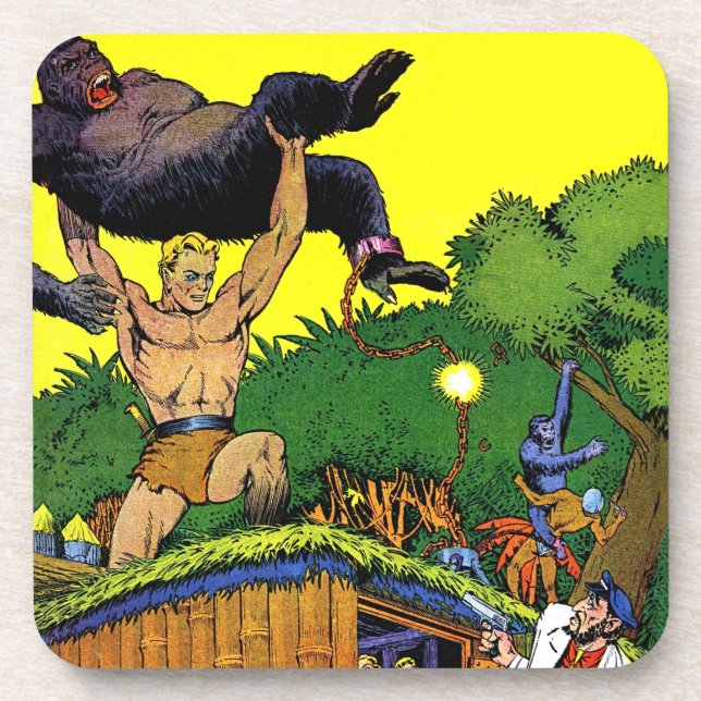 Jungle Gorilla's Lair Vintage Comics Coaster (Front)