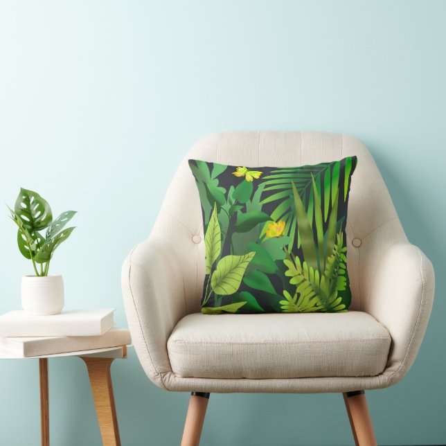 Jungle green and yellow butterflies cushion (Chair)