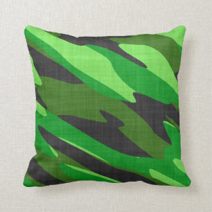 jungle green army camouflage textured cushion