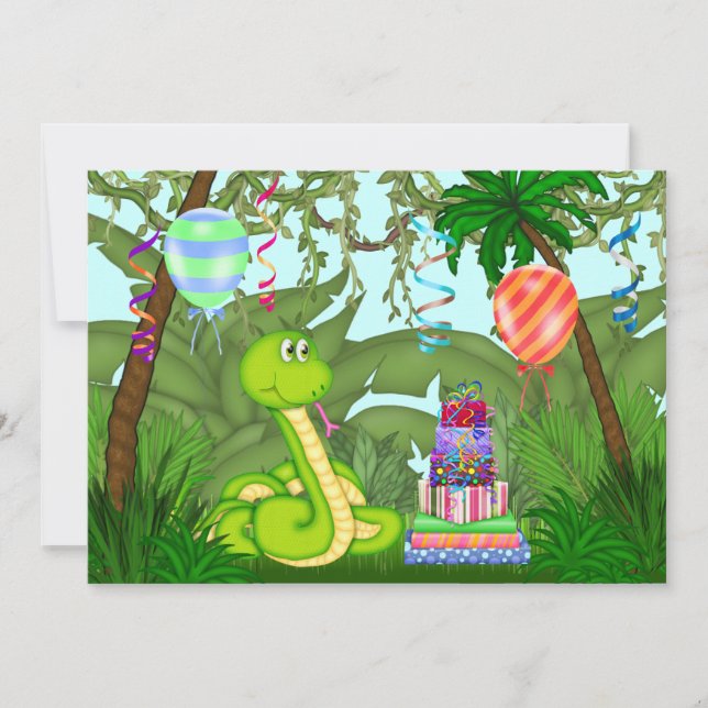 Jungle Green Snake Birthday Party Invitation (Front)