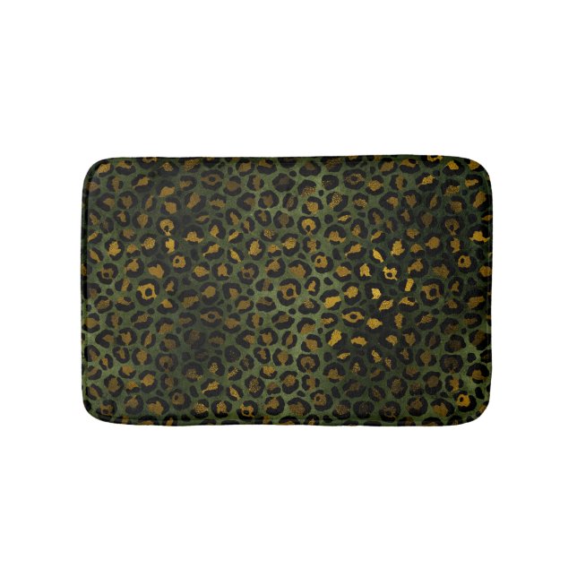 Jungle Green Yellow Cheetah Leopard Pattern Bath Mat (Front)