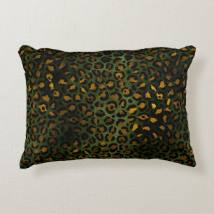 Jungle Green Yellow Cheetah Leopard Pattern Decorative Cushion