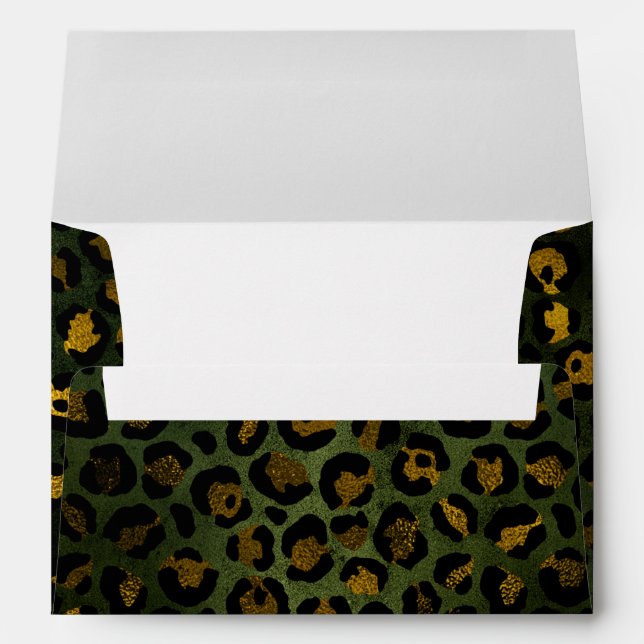Jungle Green Yellow Cheetah Leopard Pattern Envelope (Back (Bottom))