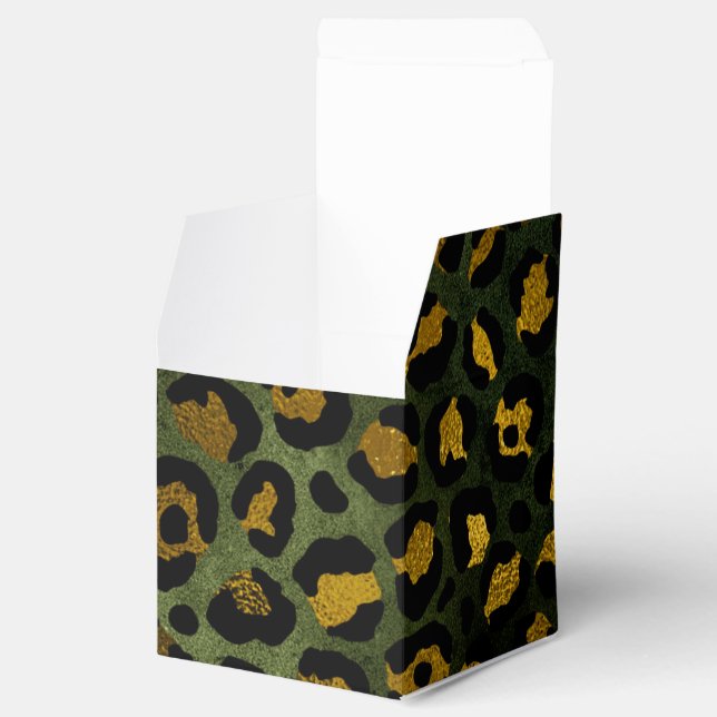 Jungle Green Yellow Cheetah Leopard Pattern Favour Box (Opened)