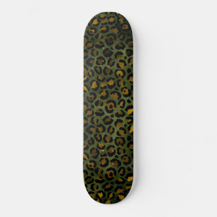 Jungle Green Yellow Cheetah Leopard Pattern Skateboard