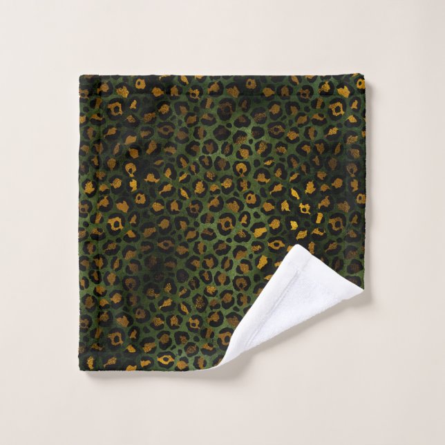 Jungle Green Yellow Cheetah Leopard Pattern Wash Cloth (Wash Cloth)