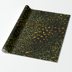 Jungle Green Yellow Cheetah Leopard Pattern Wrapping Paper