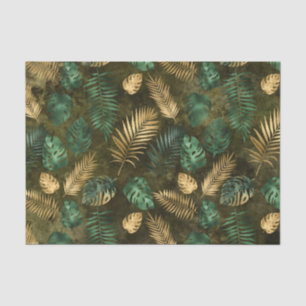 Jungle Green Yellow Tropical Palm Leaves Tissue Paper