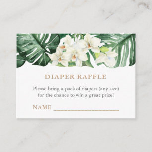 Jungle Greenery Leaves Baby Shower Diaper Raffle Enclosure Card
