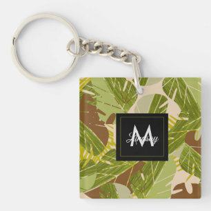 Jungle Greenery Safari Leaf Tropical Hand Drawn  Key Ring