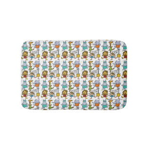 Jungle Gym Exercising Animals Bath Mat